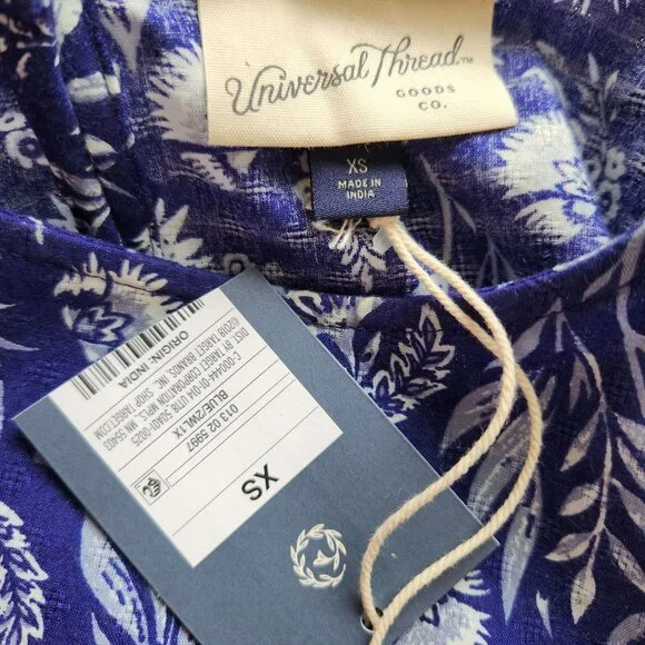 Boho Floral Peplum Top Ruffled Cottage Core Blue Prairie Feminine Romantic XS - Picture 8 of 12